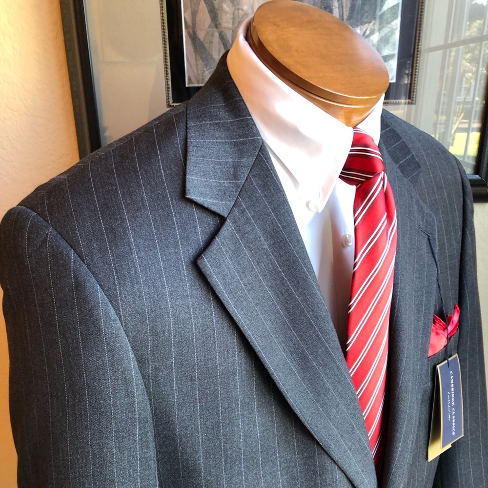 NEW Cambridge Classics 2 Pc Charcoal Pinstripe 40R - Picture 7 of 16